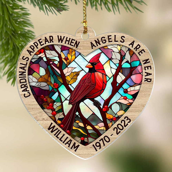 Cardinal & Angel Wings Ornament - Optional Personalization