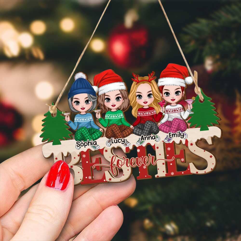 Besties Forever Christmas Custom Wooden Hanginf Ornament NVL19NOV23TP2 Wooden Hanging Ornament HumanCustom - Unique Personalized Gifts Made Just for You 