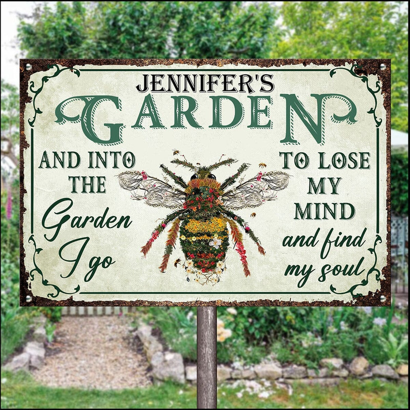 Personalized Name Gardener Butterfly Rabbit Bee Flamingo Dragonfly Plant Gardening Lover Gift Metal Sign