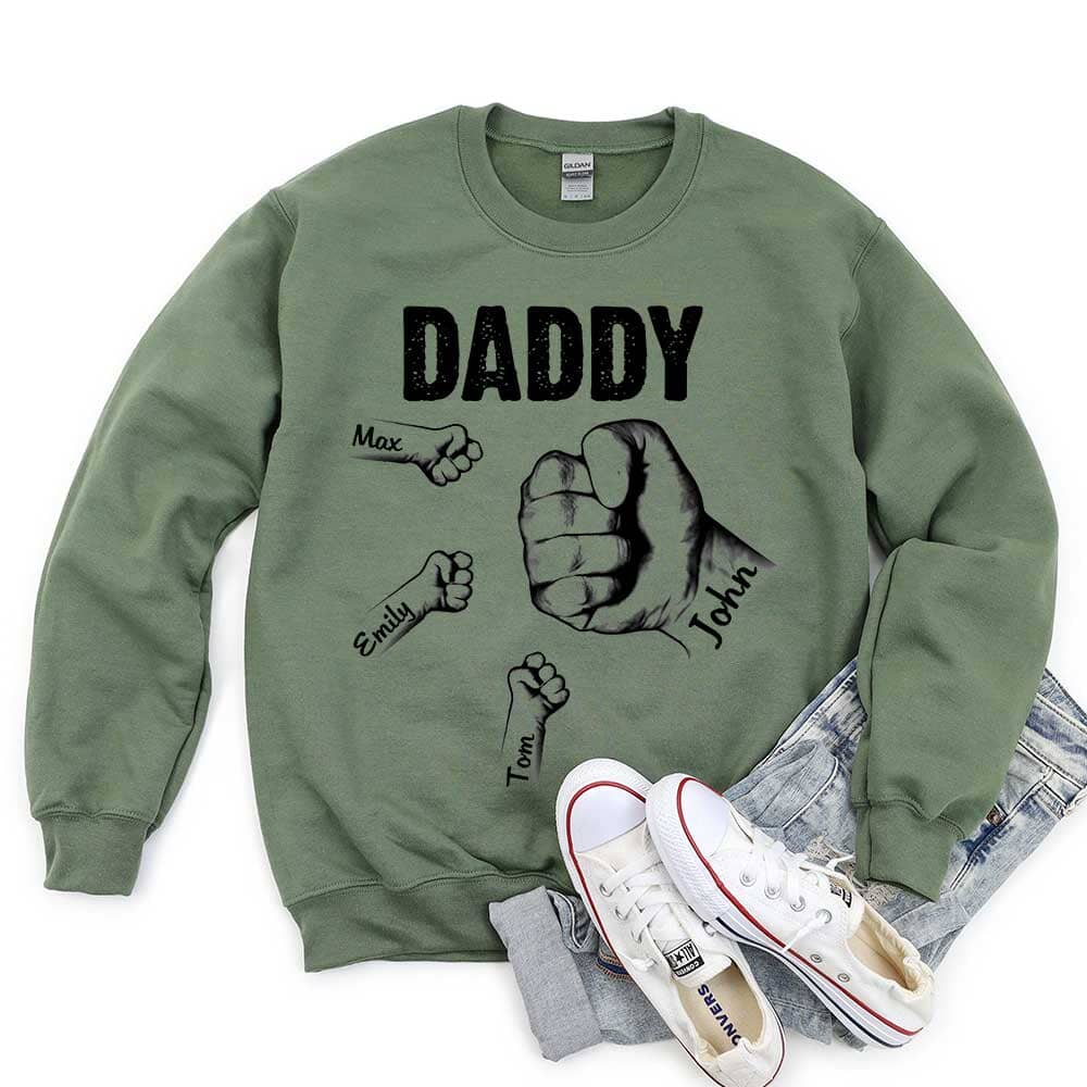 Personalized Grandpa with Grandkids Hand to Hands Sweatshirt NVL01DEC23TP1 2d sweatshirt HumanCustom - Unique Personalized Gifts Made Just for You 