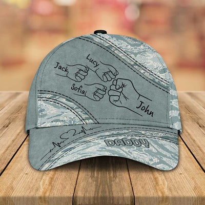 Outline Fist Bump Daddy Grandpa Personalized Classic Cap, Father's Day Gift For Dad, For Grandpa, For Husband NVL06MAY24TP2