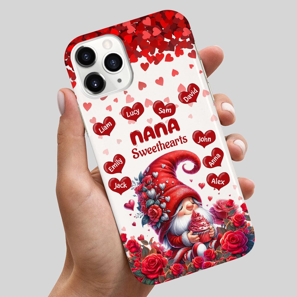 Red Gnome Grandma Mom's Sweethearts Kids Personalized Phone Case LPL22DEC23TP2 Silicone Phone Case HumanCustom - Unique Personalized Gifts Made Just for You 