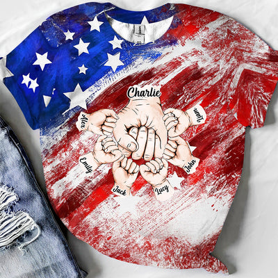 Stars And Stripes Fist Bump - Gift For Dad, Father, Papa, Grandpa, Granddad - Personalized 3D T-shirt NVL24APR24TP2
