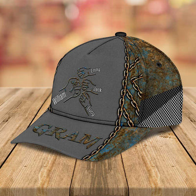 Grandpa Papa Daddy Fist Bump Fathers Day Family Personalized Cap CTL04MAY24TP1