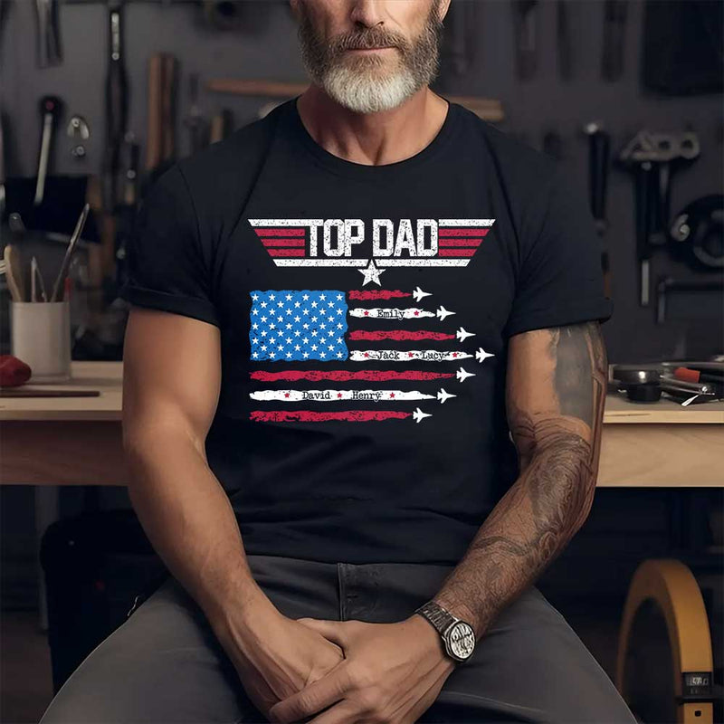 Top Dad, Grandpa Enter Kid Name Personalized T-shirt