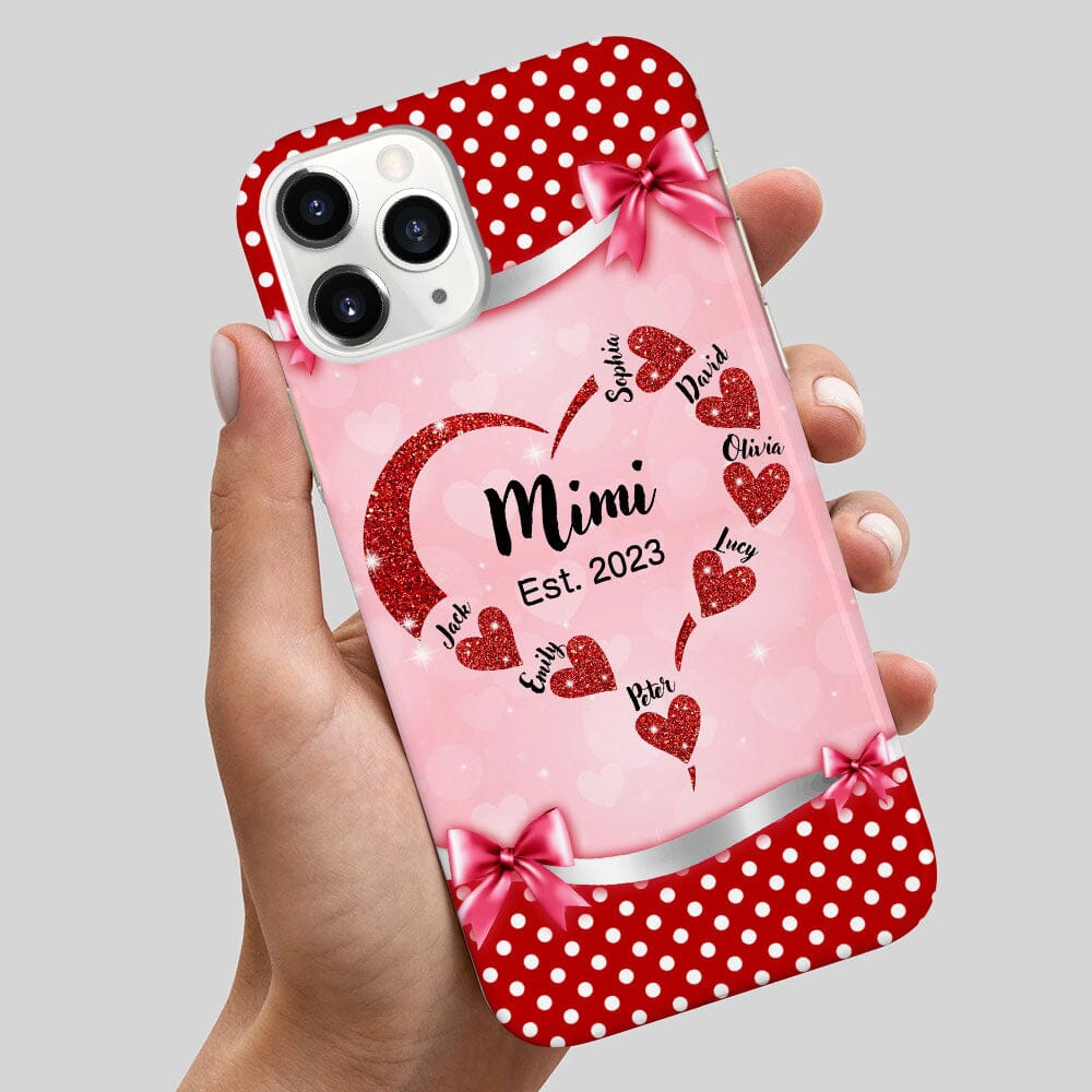 Customized Grandma Mom Valentine Heart Mothers Day Best Gift Phone case HTN18DEC23TP1 Glass Phone Case HumanCustom - Unique Personalized Gifts Made Just for You 