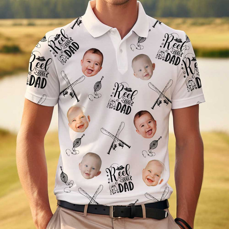 Reel Cool Dad Custom Upload Photo Personalized Polo Shirt