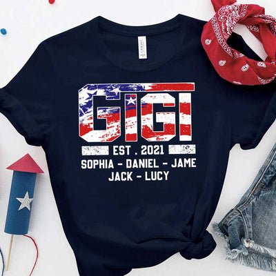 4th of July Nana Mom Est Year and Grandkids Personalized Shirt NVL23APR24TP2