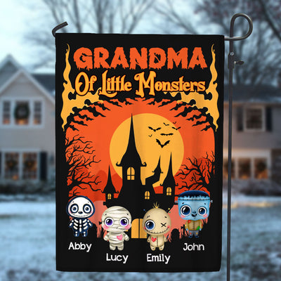 Hallooween Grandma Mom Of Little Monster Kids Personalized Flag NVL11JUL23TP1