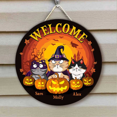 Welcome To Our Nightmare - Personalized Circle Wooden Sign - Best Gift For Halloween - NTD17AUG23TP1 Shape Wooden Sign Humancustom - Unique Personalized Gifts