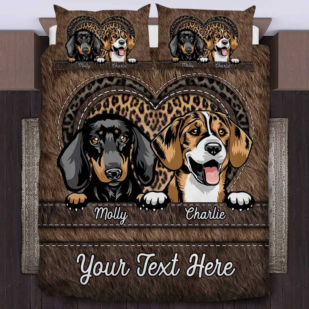 Personalized Puppy Kitten Pet Dog Cat Leopard Leather Pattern Bedding Set NVL06DEC23TP1 Bedding Set HumanCustom - Unique Personalized Gifts Made Just for You 