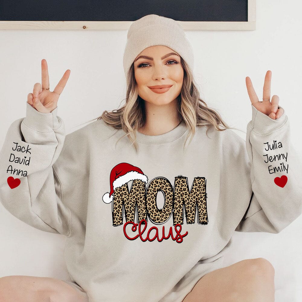 Mimi Claus Personalized 2D Sweatshirt Sleeve Custom Gift For Grandma Mom VTX16OCT23TP1 White T-shirt and Hoodie HumanCustom - Unique Personalized Gifts Made Just for You 