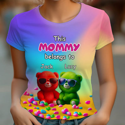This Grandma Belongs To Personalized Colorful Bear Kids 3D T-shirt VTX01APR24TP1