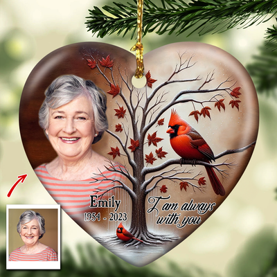 Memorial Upload Image Cardinal, I Am Always With You Personalized Ornament NVL23OCT23TP1