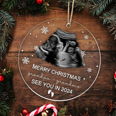 Pregnancy Announcement Upload Ultrasound Photo Acrylic Ornament Gift For Grandparents VTX20NOV23TP1 Acrylic Ornament HumanCustom - Unique Personalized Gifts Made Just for You 3.5 IN Pack 1