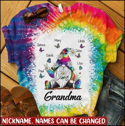Sunflower Gnome Butterflies Grandma With Grankids Personalized 3D T-shirt NVL25APR23XT1 3D T-shirt Humancustom - Unique Personalized Gifts