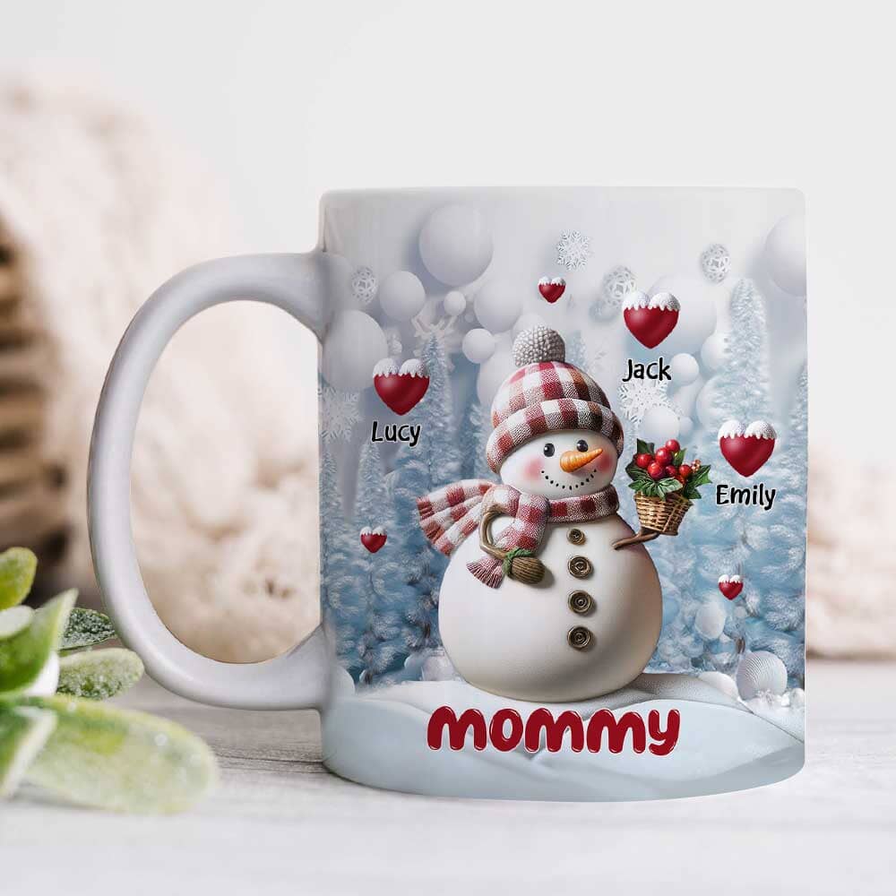 Happy Christmas Snowman Grandma Mom Sweet Heart Kids Personalized Blue Vibe Mug LPL06DEC23TP2 White Mug HumanCustom - Unique Personalized Gifts Made Just for You 