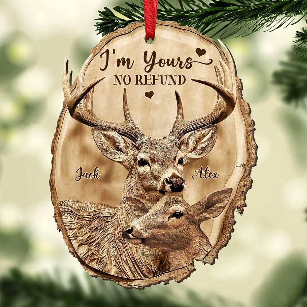 Couple Deer - Personalized Wood Custom Shape Oranament For Christmas - NTD13OCT23TP1 Wood Custom Shape Ornament HumanCustom New 