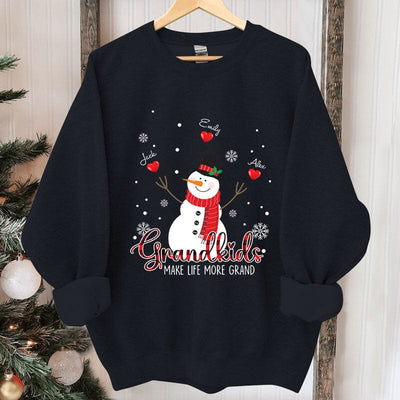 Christmas Snowman Grandma, Heart Grandkids Make Life More Grand Personalized Sweatshirt LPL18NOV23TP1 2d sweatshirt HumanCustom - Unique Personalized Gifts Made Just for You