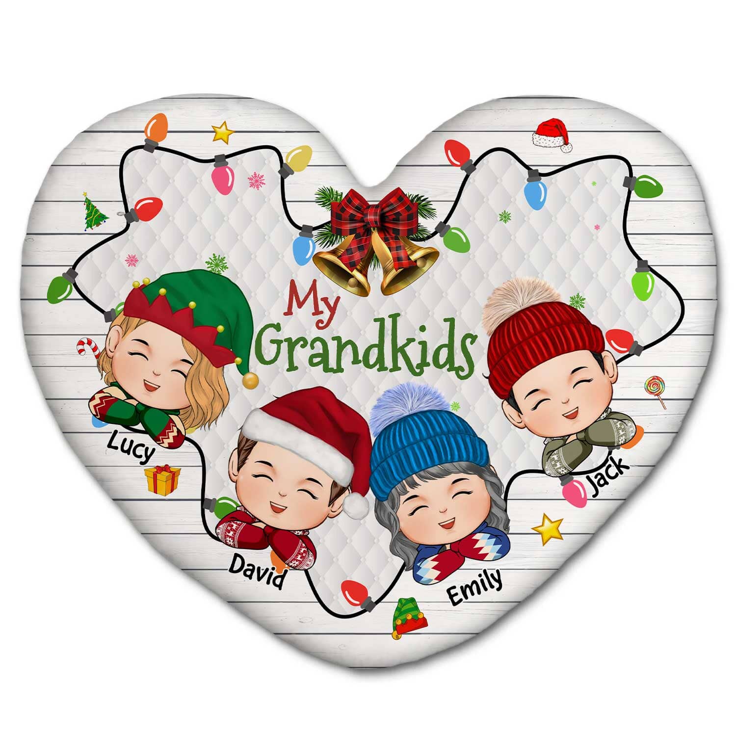 My Grandkids Personalized Heart Shape Pillow NVL16OCT23TP2 Heart Shaped Pillow HumanCustom - Unique Personalized Gifts Made Just for You 