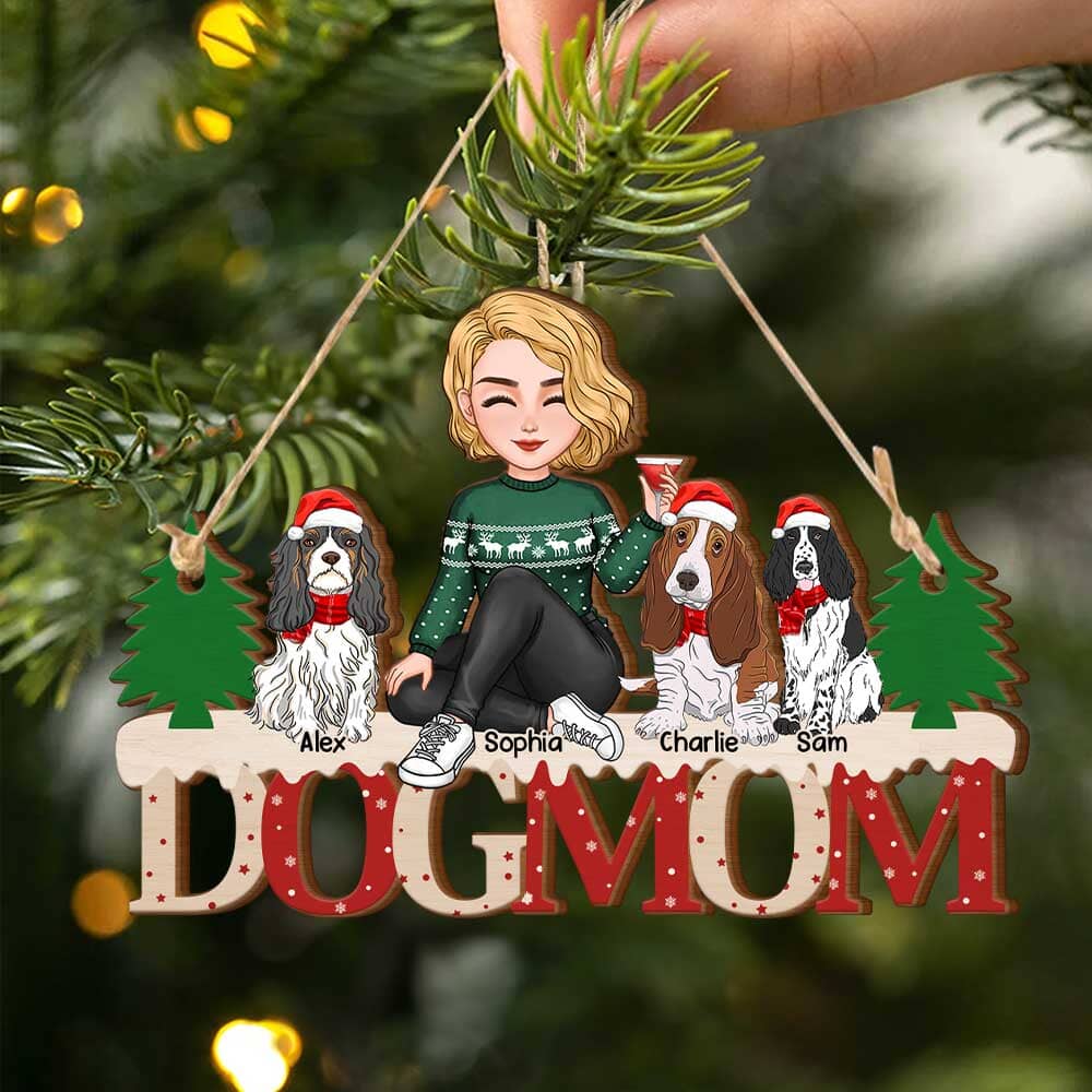 Cute Girl With Her Dogs - Personalized Christmas Shape Ornament For Dogmom - NTD18NOV23TP2 Wood Custom Shape Ornament HumanCustom - Unique Personalized Gifts Made Just for You 3.5 IN Pack 1 