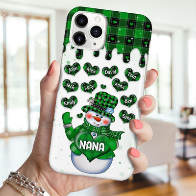 Colorful Christmas Snowman Grandma Mom Little Heart Kids Personalized Phone Case NVL25OCT23TP1 Silicone Phone Case HumanCustom - Unique Personalized Gifts Made Just for You