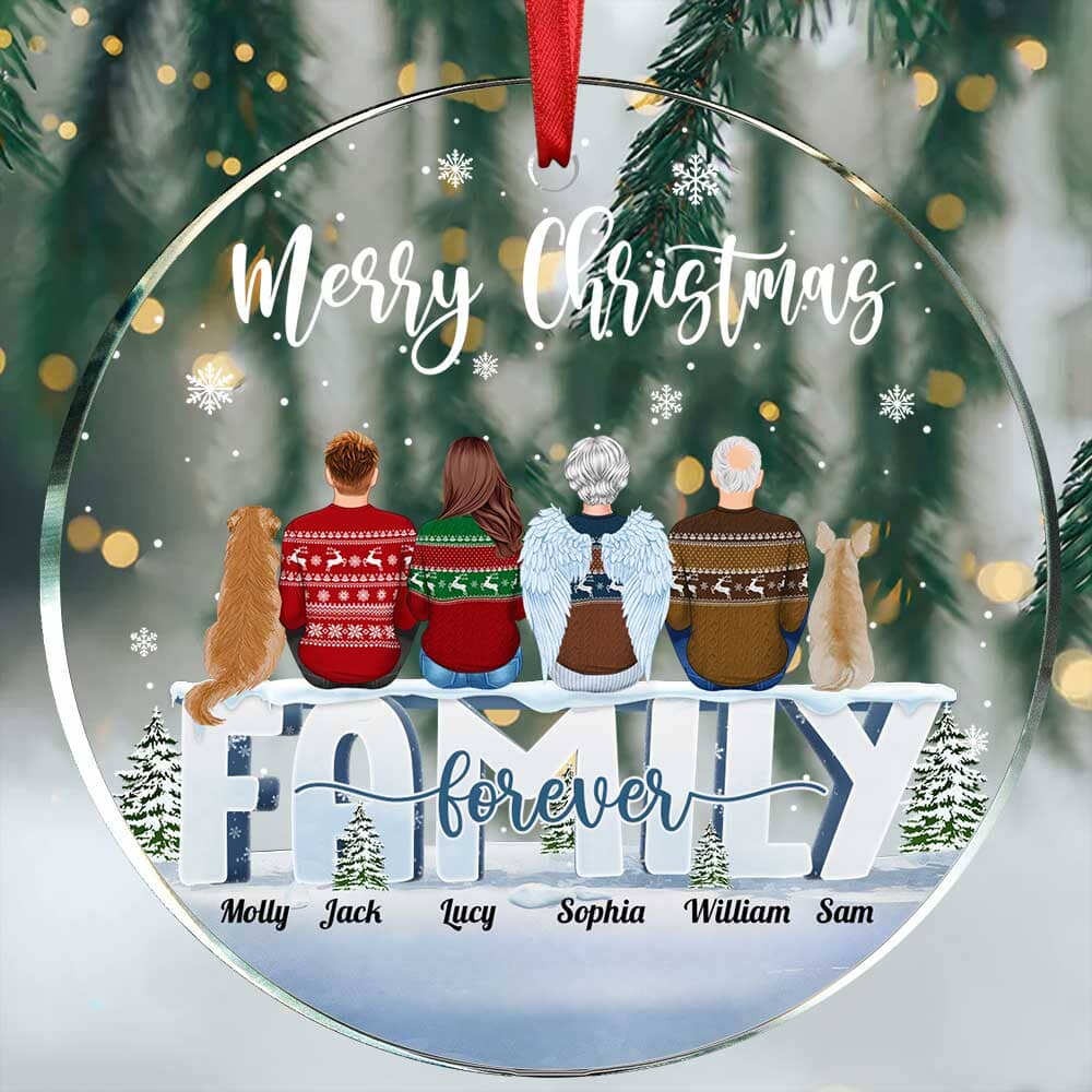 Christmas Family Forever Members Backview Personalized Acrylic Ornament NVL30OCT23TP2 Acrylic Ornament HumanCustom - Unique Personalized Gifts Made Just for You 