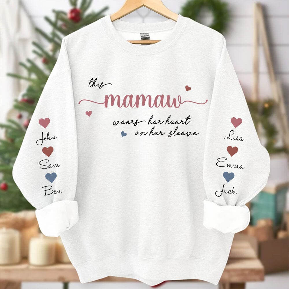 Personalized This Mom Grandma Wears Her Sweet Heart Kids On Her Sleeve Sweatshirt LPL20NOV23TP3 2d sweatshirt HumanCustom - Unique Personalized Gifts Made Just for You 