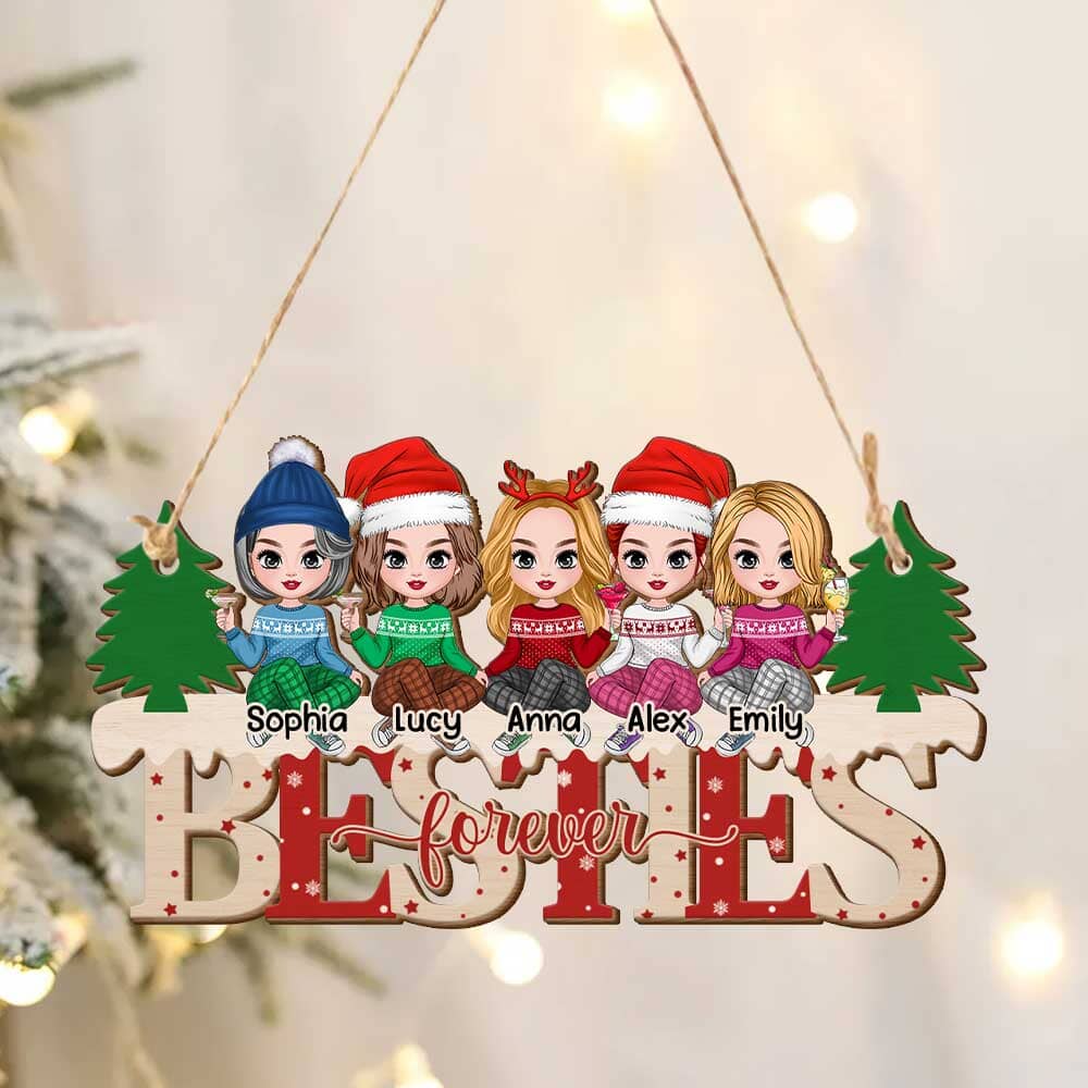 Besties Forever Christmas Custom Wooden Hanginf Ornament NVL19NOV23TP2 Wooden Hanging Ornament HumanCustom - Unique Personalized Gifts Made Just for You 