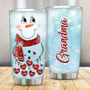 Cute Christmas Snowmy Grandma Mom Hugging Sweet Heart Kids Personalized Tumbler LPL01NOV23TP4 Glitter Tumbler HumanCustom - Unique Personalized Gifts Made Just for You 20 Oz