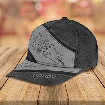 Outline Fist Bump Daddy Grandpa Personalized Classic Cap, Father's Day Gift For Dad, For Grandpa, For Husband NVL25APR24TP2