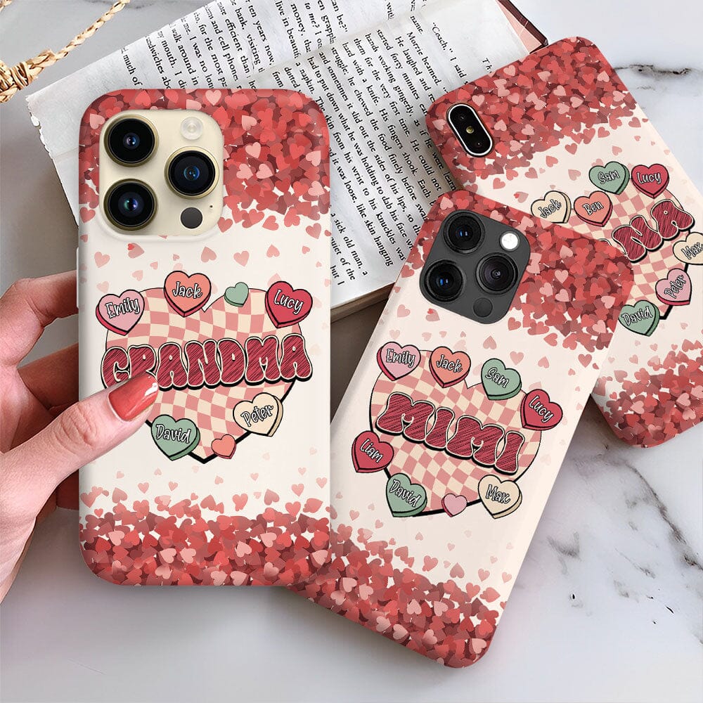 Personalized Grandma Valentine Pinky Silicon Phone Case - NTD20DEC23TP1 Silicone Phone Case HumanCustom - Unique Personalized Gifts Made Just for You 