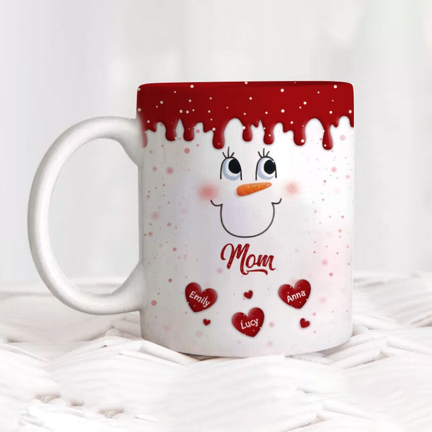 Cute Colorful Snowmy Grandma Mom Little Heart Kids Personalized Christmas Mug LPL20OCT23TP2 White Mug Edge HumanCustom - Unique Personalized Gifts Made Just for You 