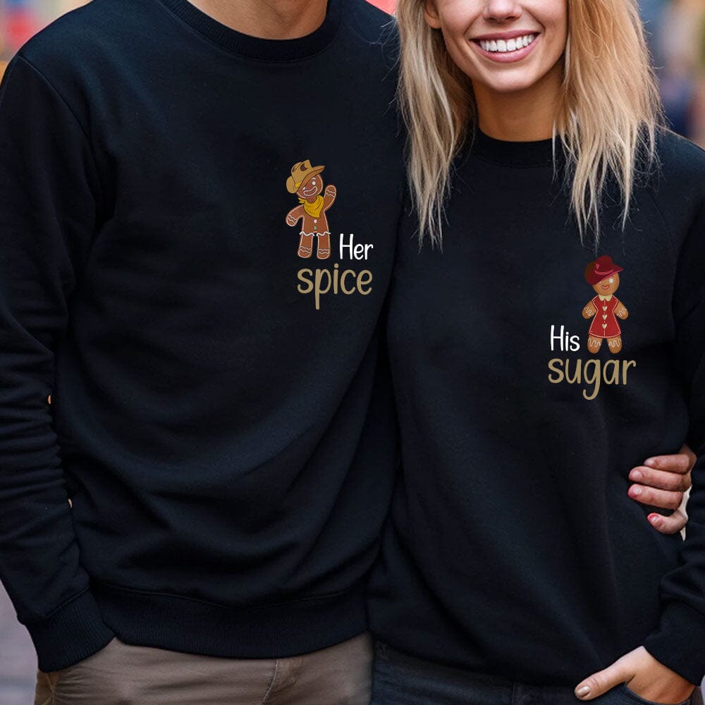 His Sugar Her Spice Personalized Couple Matching Black Sweatshirt Valentines Day Gift For Couples VTX15DEC23TP1 2d sweatshirt HumanCustom - Unique Personalized Gifts Made Just for You 