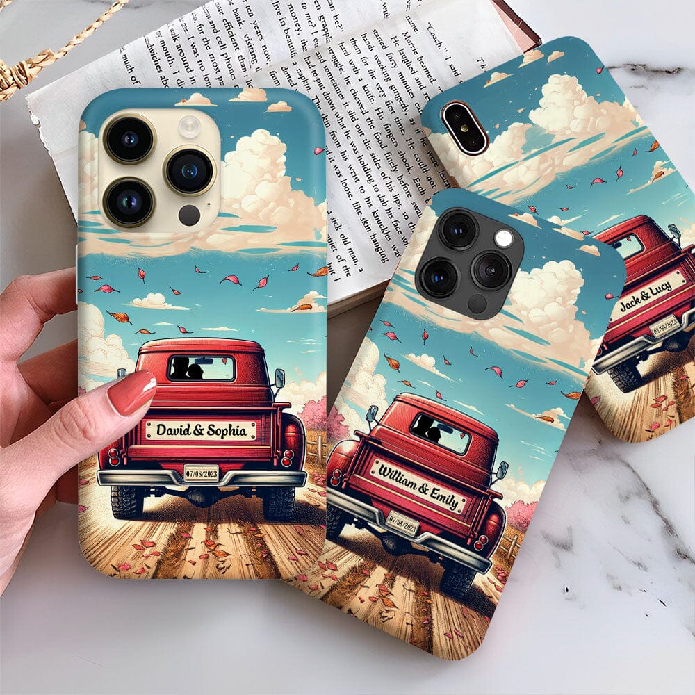 Couple Red Truck Gift For Wife Husband For Him For Her Personalized Phone Case NVL26DEC23TP1 Silicone Phone Case HumanCustom - Unique Personalized Gifts Made Just for You 