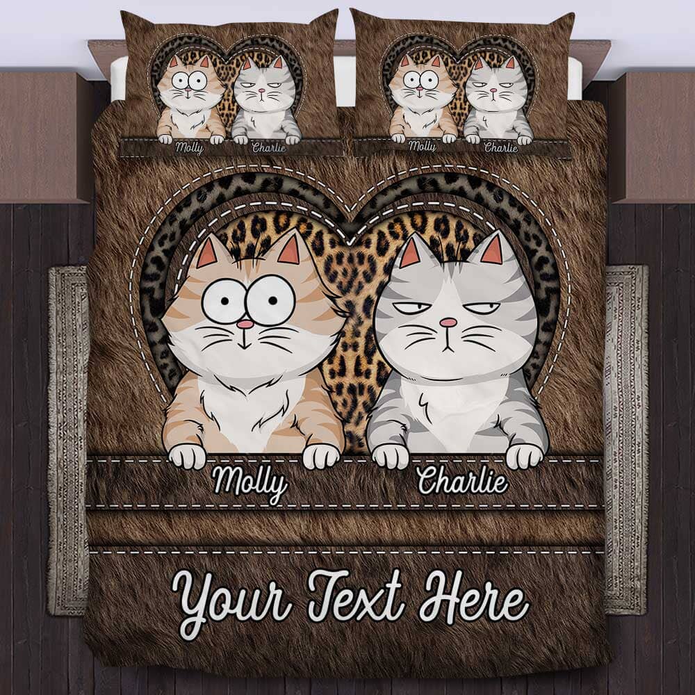 Personalized Puppy Kitten Pet Dog Cat Leopard Leather Pattern Bedding Set NVL06DEC23TP1 Bedding Set HumanCustom - Unique Personalized Gifts Made Just for You US TWIN 