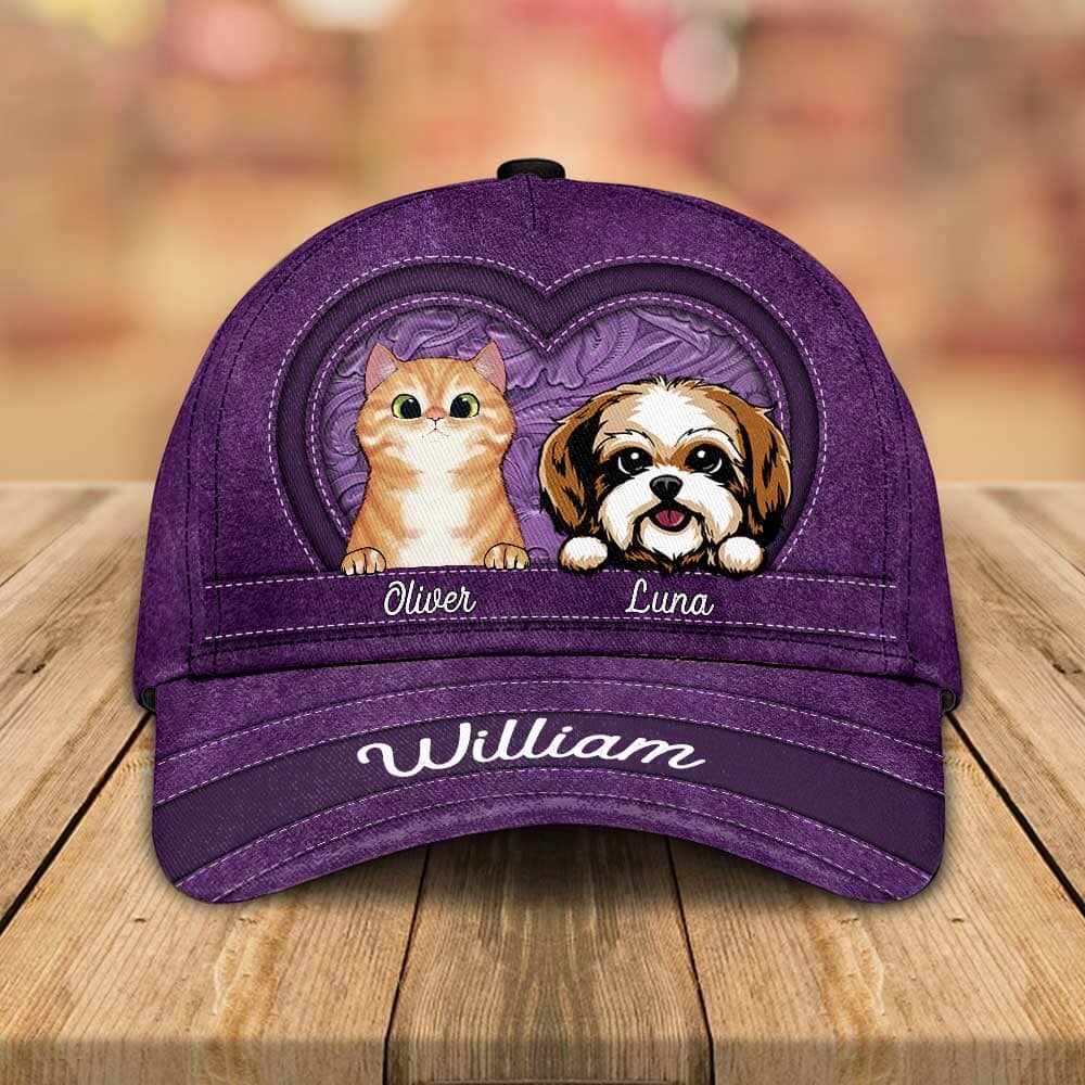 Love Puppy Kitten Pet Dog Cat Leather Pattern Personalized Cap NVL13DEC23TP2 Cap HumanCustom - Unique Personalized Gifts Made Just for You 