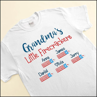 Grandma's Little Firecrackers 4th Of July Personalized T-shirt & Hoodie NTN16MAY23XT1 White T-shirt and Hoodie Humancustom - Unique Personalized Gifts