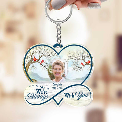 Memorial Family Loss Custom Photo Heart Infinity, I'm Always With You Personalized Keychain LPL01APR24TP3