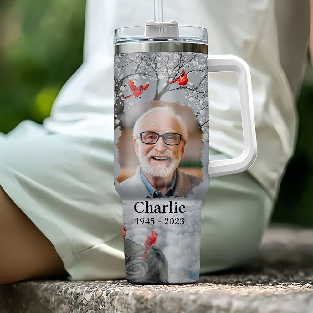 Memorial Cardinal Upload Photo, I'm Always With You Personalized Tumbler 40oz With Straw LPL27DEC23TP1