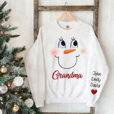 Cute Snowmy Grandma Mom Little Heart Kids Personalized Christmas Sweatshirt LPL19SEP23TP6