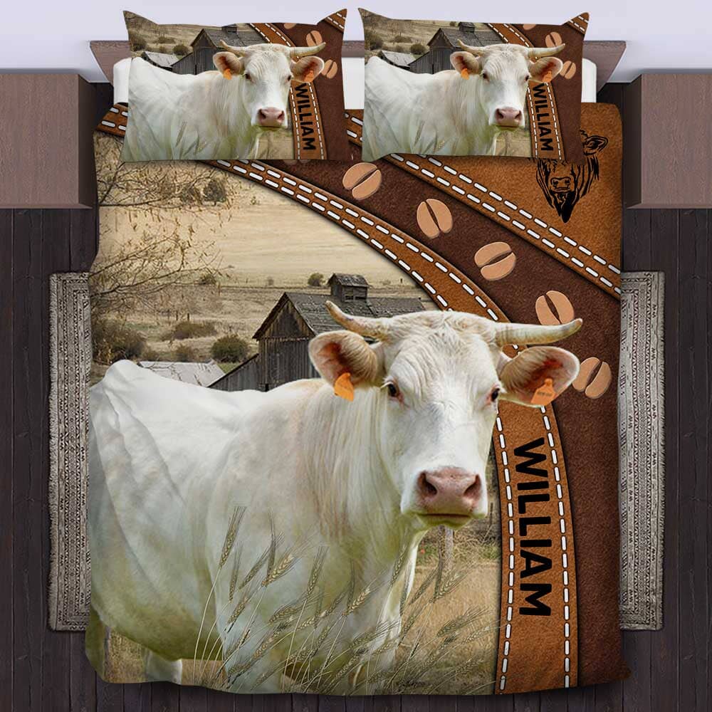 Love Cow Breeds Cattle Farm Custom Name Leather Texture Personalized Bedding Set LPL06DEC23TP1 Bedding Set HumanCustom - Unique Personalized Gifts Made Just for You 