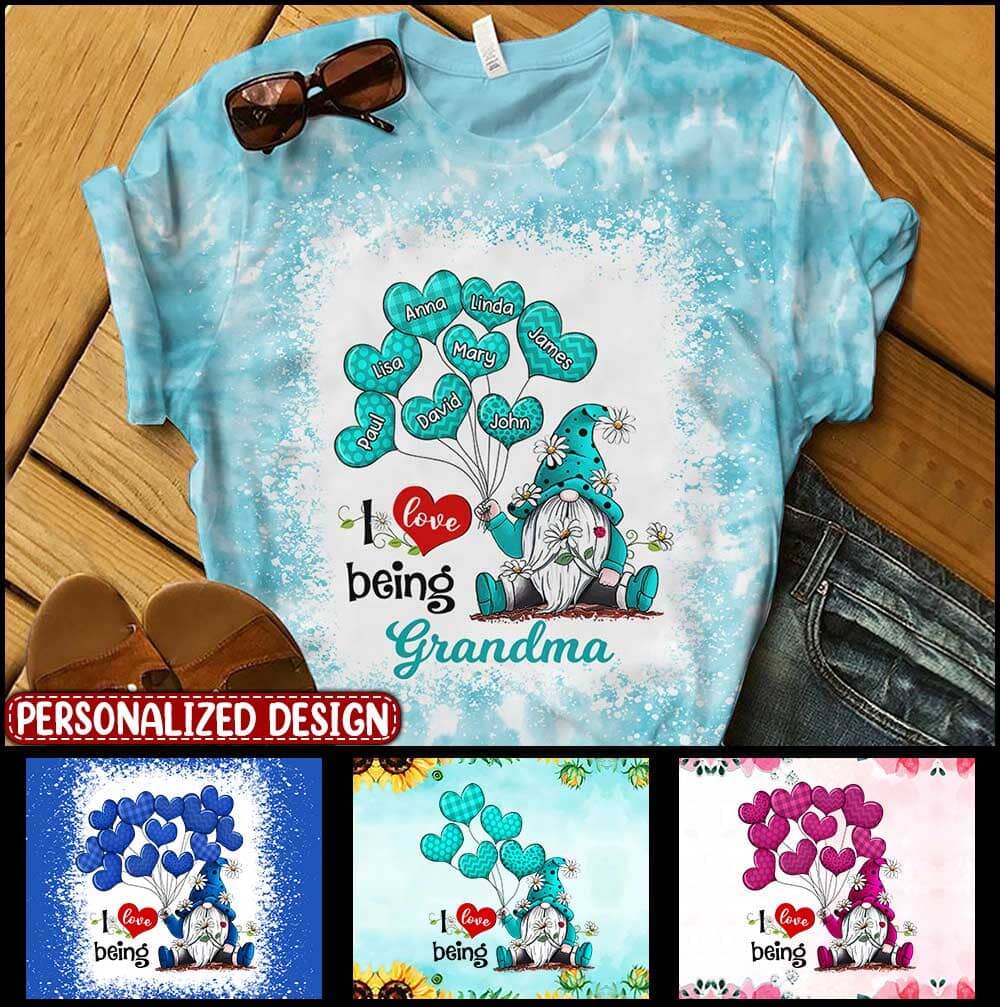Colorful Gnome Grandma Mom Balloon Heart Kids, I Love Being Nana Personalized 3D T-shirt NVL06MAY23XT1 3D T-shirt Humancustom - Unique Personalized Gifts S 