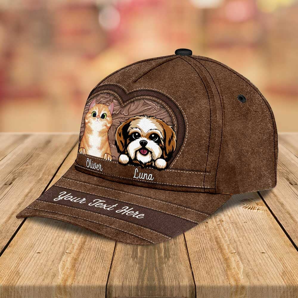 Love Puppy Kitten Pet Dog Cat Leather Pattern Personalized Cap NVL13DEC23TP2 Cap HumanCustom - Unique Personalized Gifts Made Just for You 