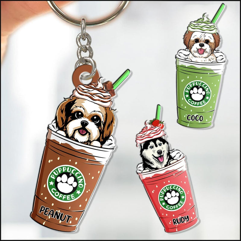 Discover Puppuccino Cute Dog Coffee Personalized Acrylic Keychain Gift for dog lovers