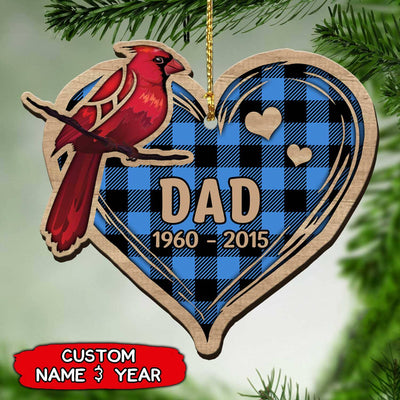 Personalized Memorial Christmas Cardinal Heart Wood Ornament DDL26OCT21TP2 Wood Custom Shape Ornament Humancustom - Unique Personalized Gifts