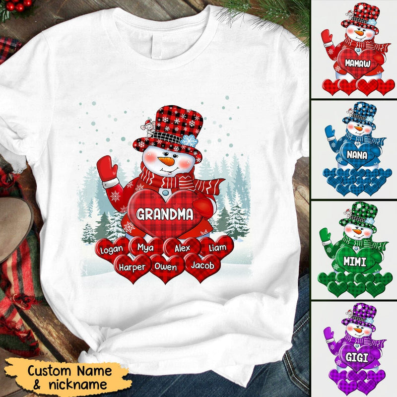 Cute Colorful Snowmy Grandma Mom Little Heart Kids Personalized Christ -  HumanCustom - Unique Personalized Gifts Made Just for You