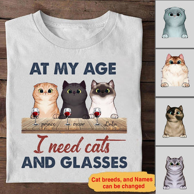 Customized At My Age I Need Cats And Glasses Cat T-Shirt Pm12Jun21Ct6 2D T-shirt Dreamship S White