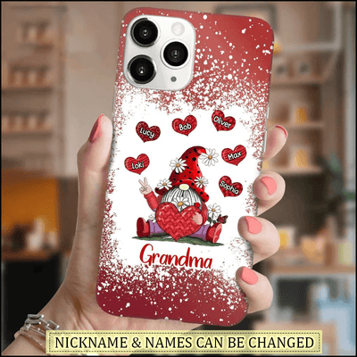Red Gnome Heart Grandma With Grandkids Personalized Grandma Phone Case NLA08FEB22NY1-SHXT1 Silicone Phone Case Humancustom - Unique Personalized Gifts