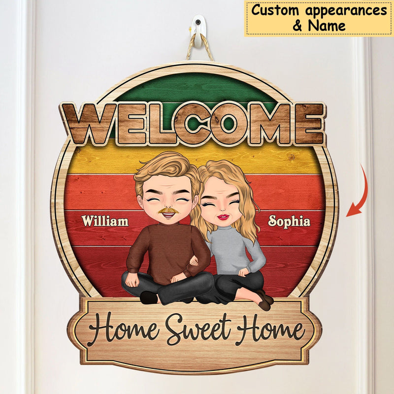 Discover Welcome To Home Sweet Home Personalized Couple Wood Sign
